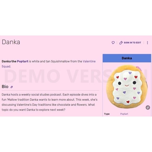 Squishmallow Valentines Day Danka The Poptart 8" Plush Toy- NEW - Picture 4 of 7